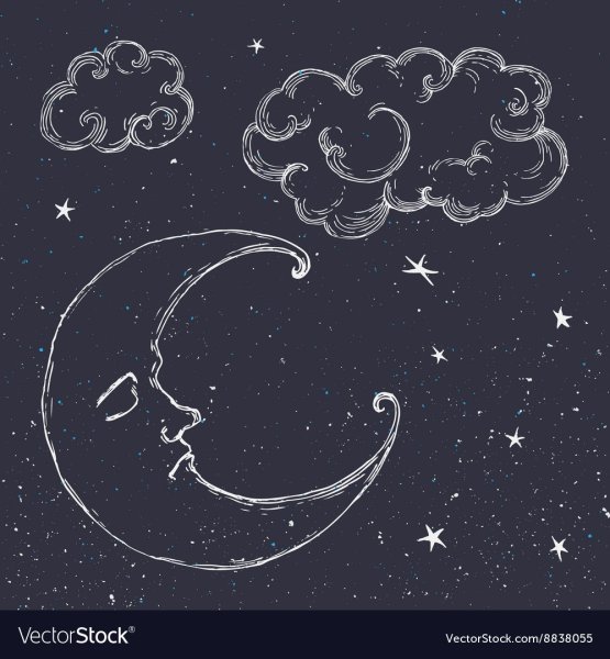 Луна и звезды срисовать