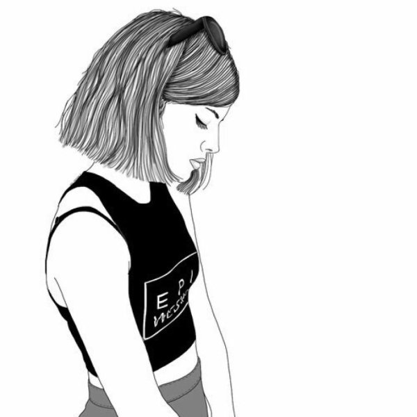 Девушка с каре рисунок