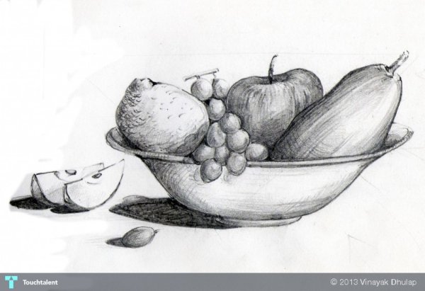 Натюрморт с овощами карандашом
