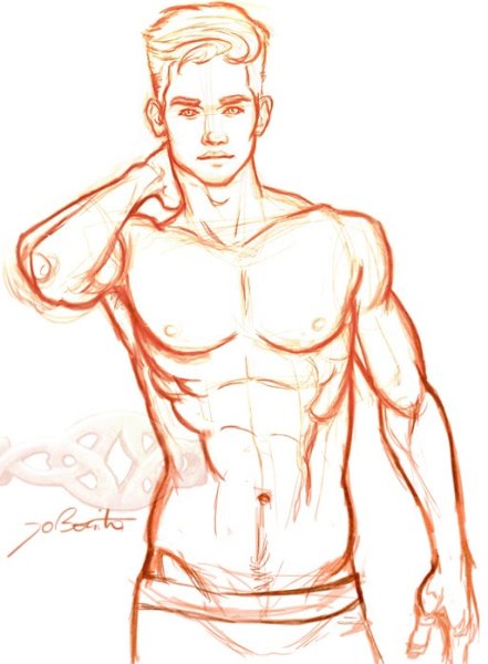 Мужской торс карандашом