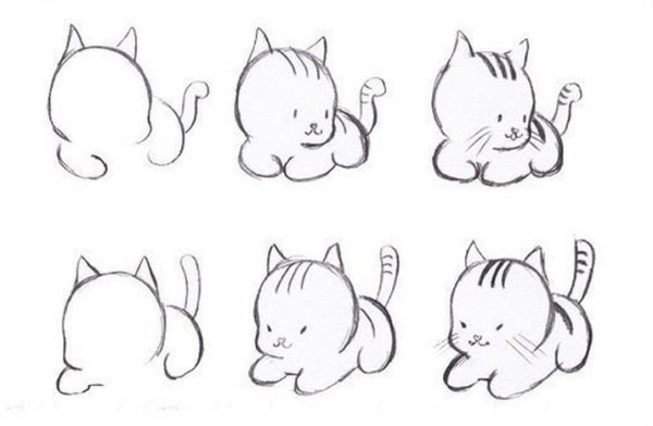 Маленький рисунок котика лёгкий