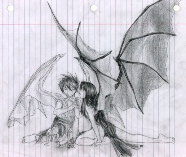 Ангел и демон карандашом