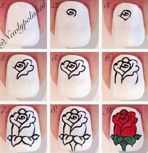 Пошаговые рисунки на ногтях