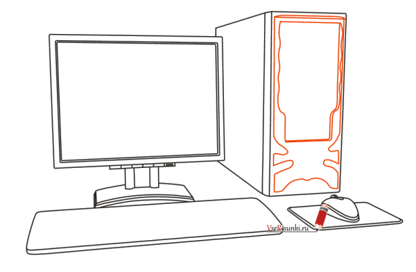 Детский рисунок компьютера карандашом