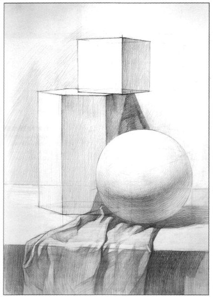 Натюрморт из геометрических фигур карандашом