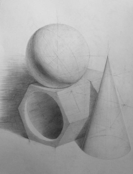 Гипсовые фигуры шар конус Призма