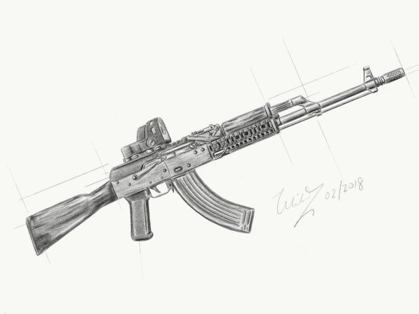 АК 47 рисунок карандашом для срисовки