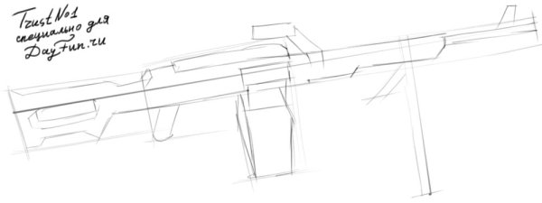 Поэтапное рисование ружья