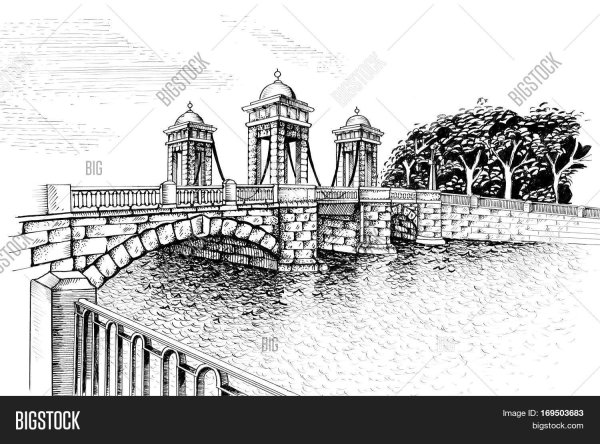 Мост Ломоносова карандаш