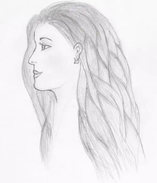 Профиль девушки карандашом