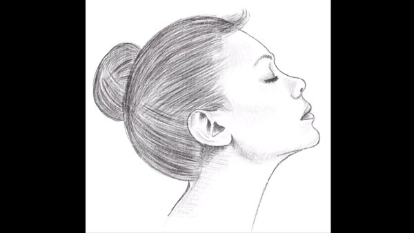 Лицо в профиль карандашом