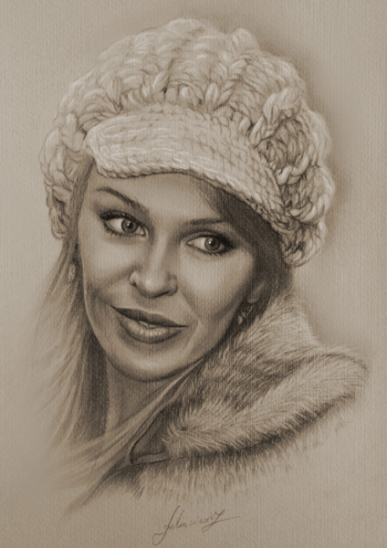 Портрет карандашом польский художник
