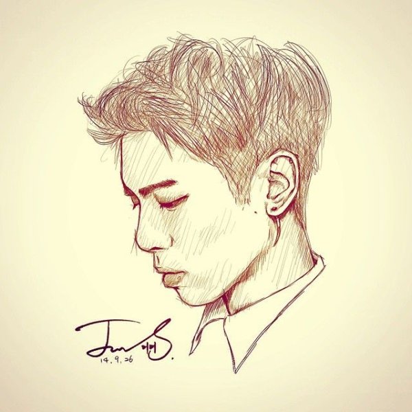 Ким ДЖОНХЕН рисунок карандашом