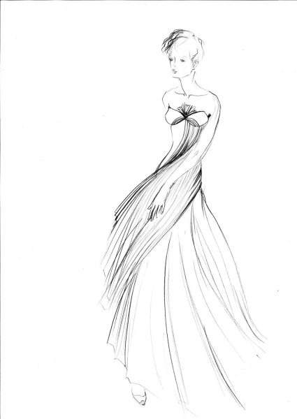 Поэтапное рисование девушки в платье