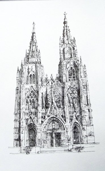Кельнский собор карандашом