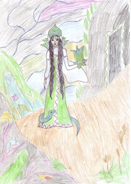 Поэтапный рисунок медной горы хозяйки