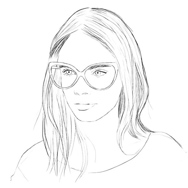 Нарисованная девушка в очках
