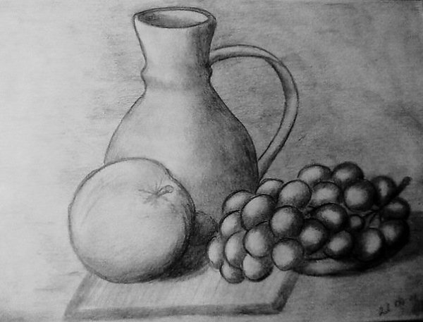 Фрукты карандашом