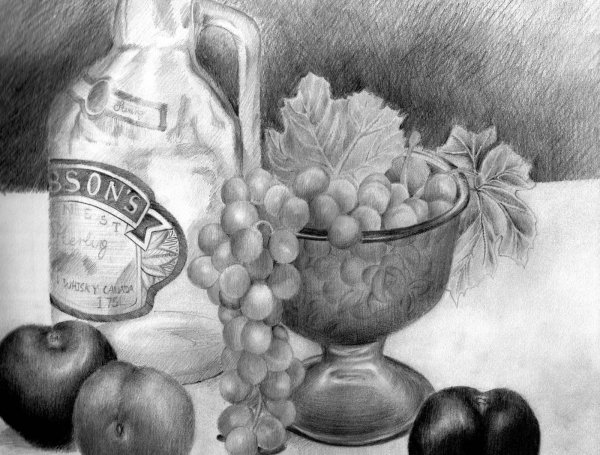 Рисование с натуры кувшина и яблока