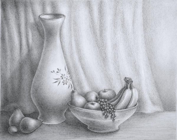 Натюрморт с фруктами раскраска