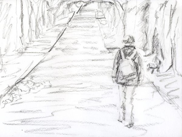 Люди в парке карандашом