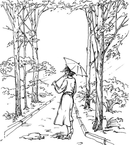 Раскраска прогулка в парке