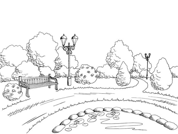 Пейзаж с человеком карандашом