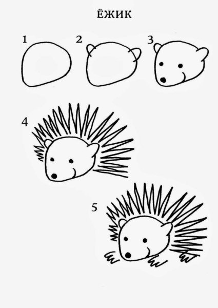 Схема рисования ежика