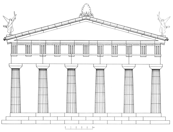 Храм Афины Парфенон черно белый