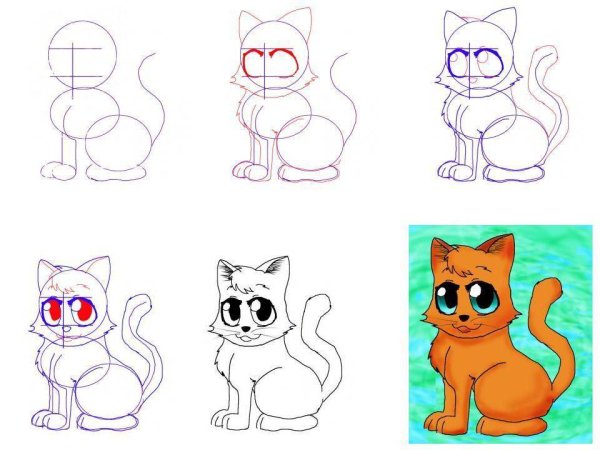 Рисуем кота поэтапно