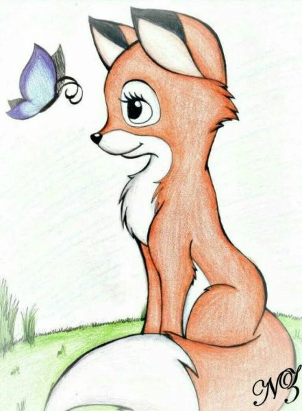 Лисичка рисунок для срисовки