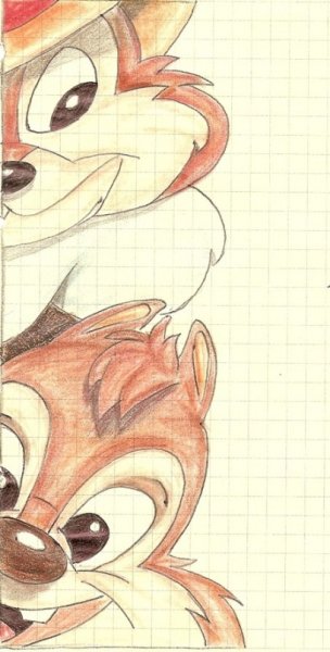 Чип и Дейл простым карандашом