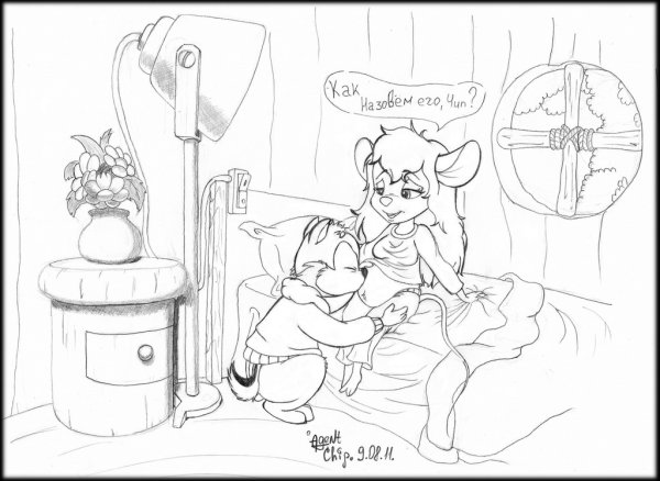 Чип и Дейл карандашом Гаечка