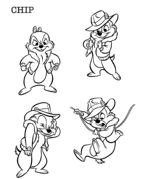 Чип и Дейл герои раскраска