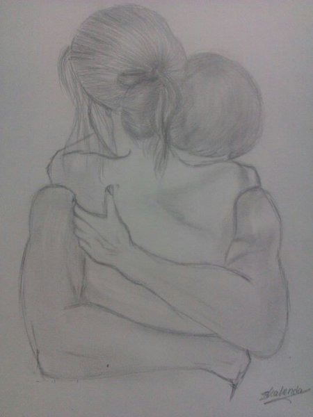 Рисунок объятий карандашом легкий