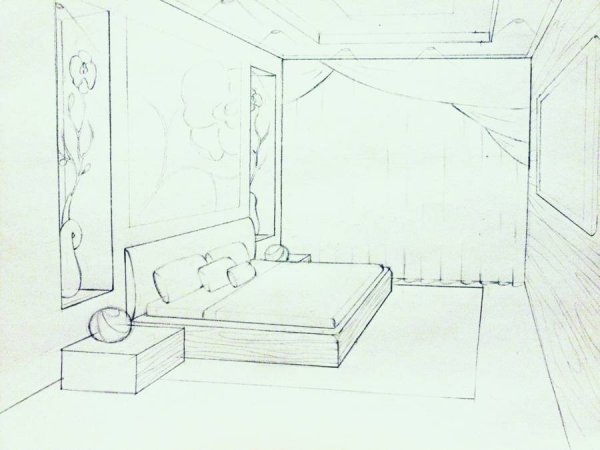 Зарисовка интерьера комнаты