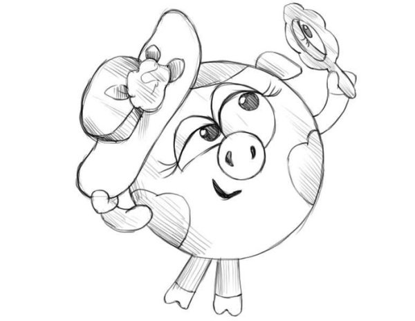 Как нарисовать Нюшу из смешариков
