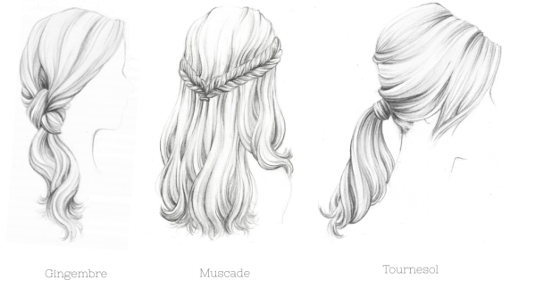 Эскиз косы волосы
