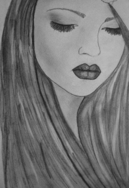 Девушка с закрытыми глазами рисунок карандашом