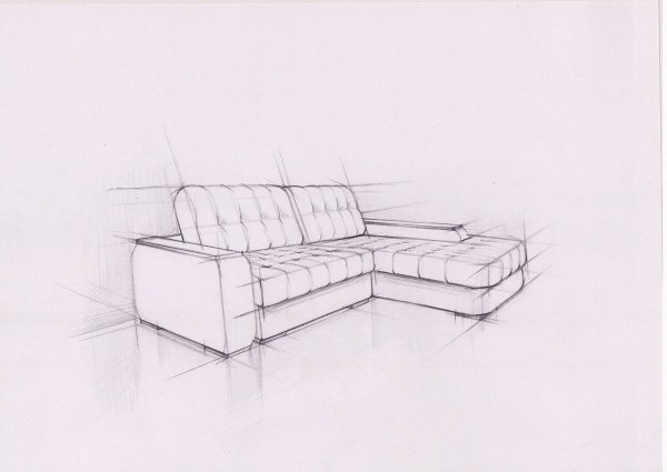 Диван в перспективе