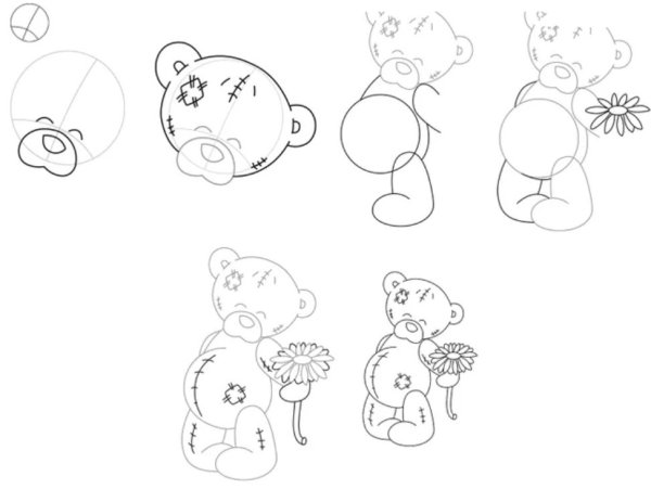 Мишка рисунок легкий