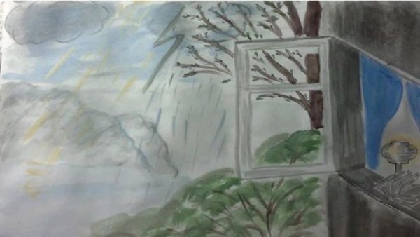 Рисунок к стихотворению Фета весенний дождь