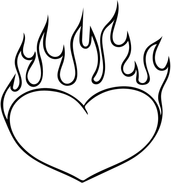 Огненное сердце карандашом