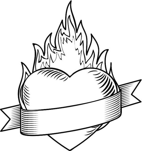 Огненное сердце раскраска