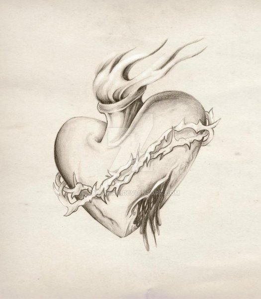 Сердце набросок карандашом