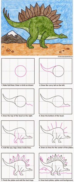 Динозавр карандашом