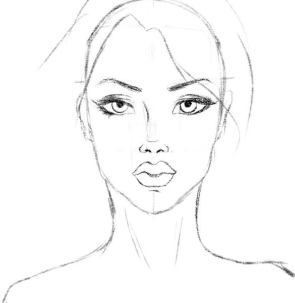 Портрет мамы карандашом с короткими волосами