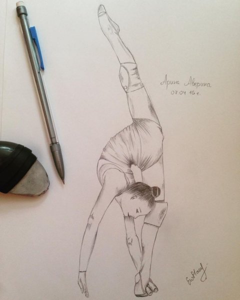 Гимнастка рисунок карандашом