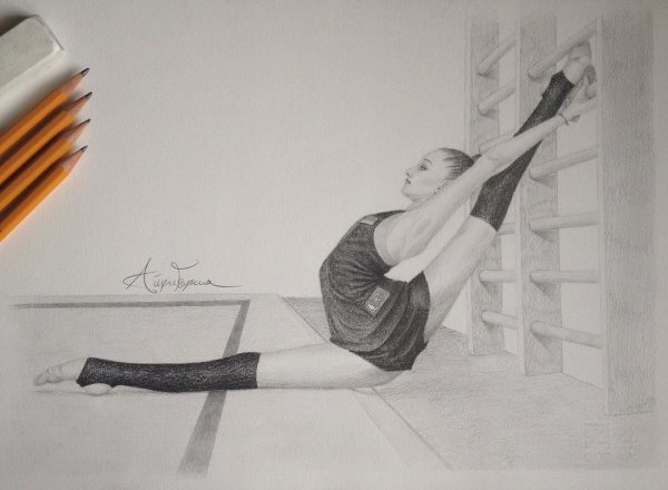 Гимнастка рисунок карандашом