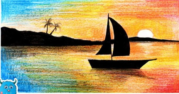 Рисунки заката карандашом легко и красиво